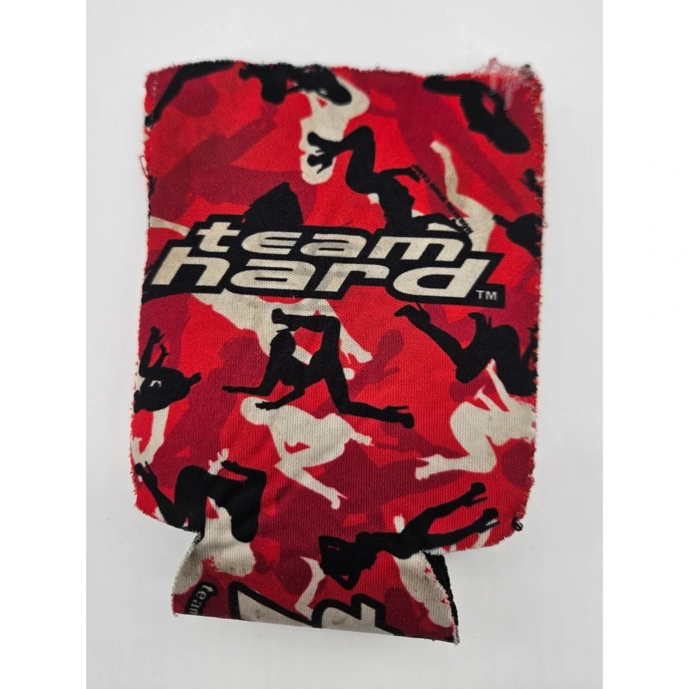 Team Hard Camo Kicker Can Cooler Sleeve Red Black White - UNIQUE CAMO‎ PATTERN!